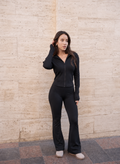 Ensemble de Sport/Yoga/Pilate Sculptant Pantalon Évasé (avec Capuche)